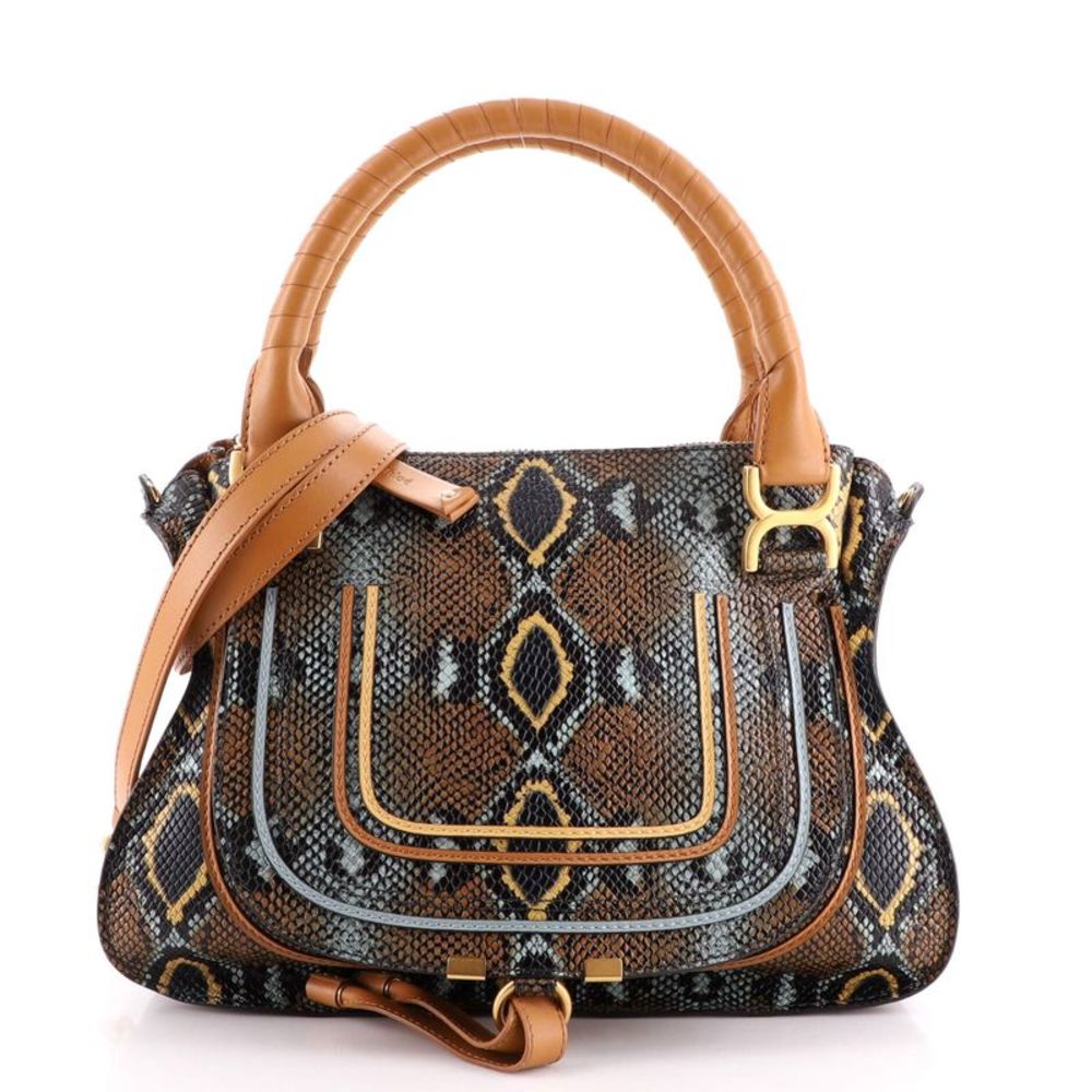 Chloe Marcie Satchel Python Print Calfskin Medium Multicolor